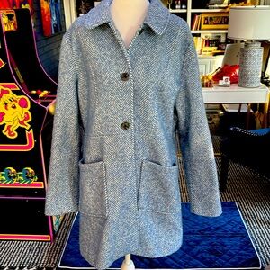 LC Lauren Conrad Blue Herringbone Pea Coat